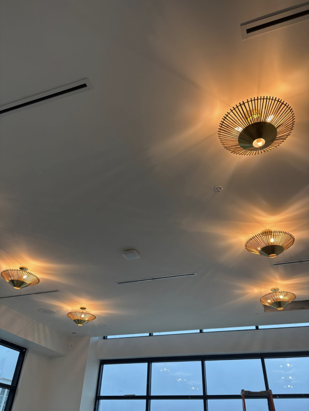 Lighting inside the pool lounge on the 19th floor of Rambler Atlanta.